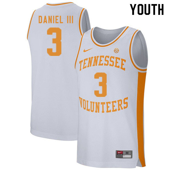 Youth #3 James Daniel III Tennessee Volunteers College Basketball Jerseys Sale-White